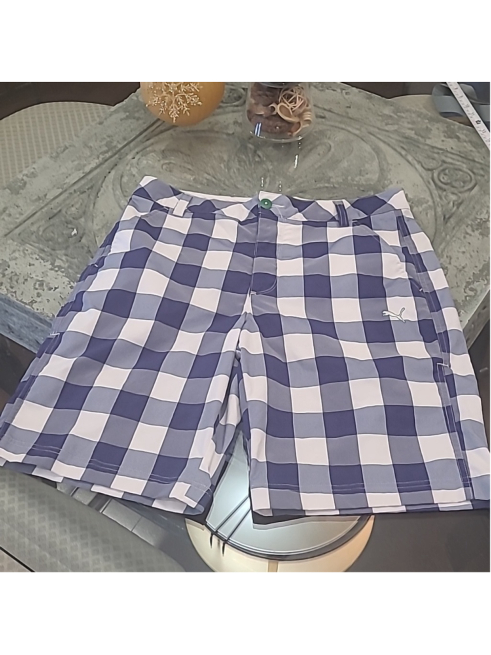 PUMA USP DRY TECH MEN'S CHECKERED GOLF SHORTS LIKE NEW WAIST SIZE 32